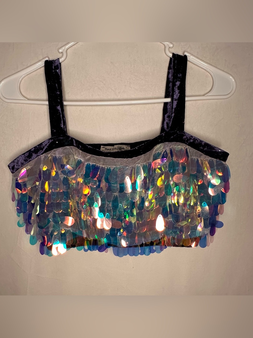 Purple Galaxy Crop Fairy Holographic Teardrop Iridescent Sequin Festival Rave M